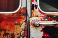 Detail close-up image of rusty old car door Royalty Free Stock Photo