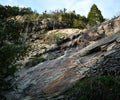 A Detail close up of water flowing off rocks in Cascade