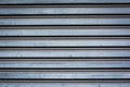 Detail of closed steel security shutters