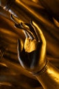 Detail of the golden Buddha statue in the Bai Dinh temple in northern Vietnam Royalty Free Stock Photo