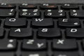 Detail closeup view of black keyboard key letters Royalty Free Stock Photo