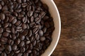Detail coffee beans on a wood table Royalty Free Stock Photo