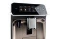 Detail of the coffee machines digital control panel with multiple drink options. Royalty Free Stock Photo
