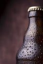 Water droplets on cold bottle of beer Royalty Free Stock Photo