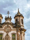 Detail of colonial baroque church of st francisco at Ouro Preto city, Brazil Royalty Free Stock Photo