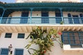 Detail of a colonial house. Typical balcony. Spanish colonial home. Cartagena de Indias, Colombia Royalty Free Stock Photo