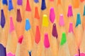 Detail of colored pencil tips Royalty Free Stock Photo