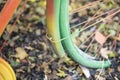 Detail of colorful blurred bycicle Royalty Free Stock Photo