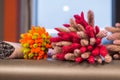 Detail of a colorful bouquet of dried flowers