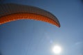 Detail of colorful bright parachute against the blue sky Royalty Free Stock Photo