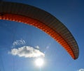 Detail of colorful bright parachute against the blue sky Royalty Free Stock Photo