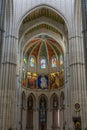 Detail of colorful ceiling at Catedral de la Almudena. Catholic Cathedral of Saint Mary the Royal of La Almudena. Spain Royalty Free Stock Photo