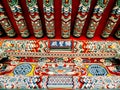 Detail of the colorful decoration of one of the Buddhist temples in Beomeosa. Busan, Korea