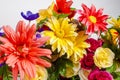 A detail of colorful fabric flowers. Royalty Free Stock Photo