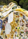 Detail of colorful mosaic work on the main terrace of Park Guell. In 1984 UNESCO declared the park a World Heritage Site under Wor Royalty Free Stock Photo