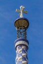 Detail of colorful mosaic work of Park Guell. Barcelona of Spain Royalty Free Stock Photo