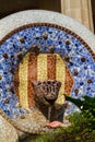 Detail of colorful mosaic work of Park Guell. Barcelona of Spain Royalty Free Stock Photo