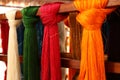 Colorful silk yarn background