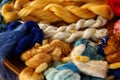 Colorful silk yarn background