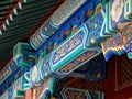 Detail of colorful traditional painting on the roof of Chinese temple Royalty Free Stock Photo