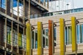 Detail of colorful windows in a modern architecture building. Royalty Free Stock Photo