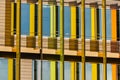 Detail of colorful windows in a modern architecture building. Royalty Free Stock Photo