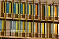 Detail of colorful windows in a modern architecture building. Royalty Free Stock Photo