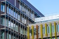 Detail of colorful windows in a modern architecture building. Royalty Free Stock Photo