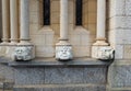 Detail of a column three wise monkey`s heads