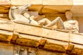 Detail of columns and frieze of the Parthenon at Acropolis in Athens, Greece