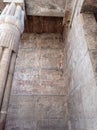 Detail of the columns on the ruins of an ancient egyptian temple full of hieroglyphs in Egypt Royalty Free Stock Photo