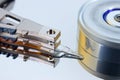 Detail of computer hard drive internals Royalty Free Stock Photo