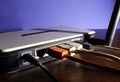 Detail of connected utp cables to wifi router