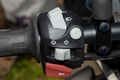 Detail of the controls on the handlebar of a motorcycle Royalty Free Stock Photo