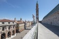 A detail of the copper roof of the Basilica Palladiana in Piazza dei Signori with clock tower Piazza Dei Signori in Vicenza,