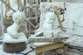 Original and copy with traditional three-dimensional engraving-machine , Carrara, Italy