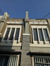 Detail corner of building wall in complex of shops in Sidoarjo