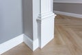 Detail of corner flooring with intricate crown molding