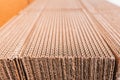 Detail of a corrugated cardboard stacked in sheets Royalty Free Stock Photo
