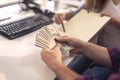 Corrupted businessman counting money