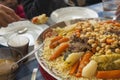 Detail Couscous plate on a family table