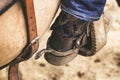 Detail of cowboy boot with spur Royalty Free Stock Photo