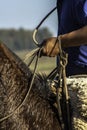 Detail of a cowboy with the lasso in his hand. this worker from the south of brazil Royalty Free Stock Photo