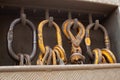 Detail of crane hooks and shackles