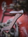 Detail of a crank on an old red train Royalty Free Stock Photo