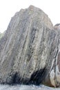 Detail of crazy rock formations geological phenomena called flysch to be found in Itzurun beach, Zumaia, Spain. Royalty Free Stock Photo