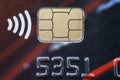 Detail of credit card with contactless payment