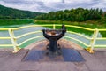 Detail of the crown of dam on Bobr river and hydroelectric water power station in Pilchowice Royalty Free Stock Photo