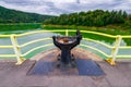 Detail of the crown of dam on Bobr river and hydroelectric water power station in Pilchowice