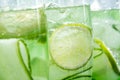 Detail of cucumber and lemon sparkling cocktail